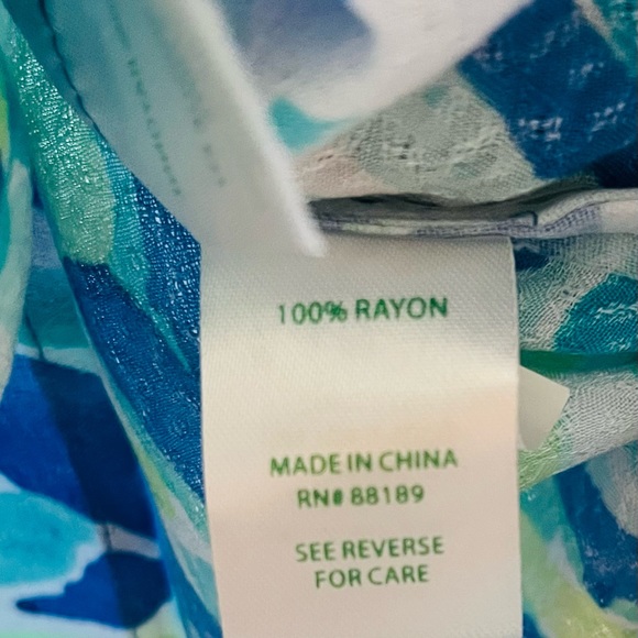 LILLY PULITZER ELSA BUTTON FRONT BECKON PALM PASSAGE BLOUSE TOP SIZE MEDIUM - Picture 7 of 9